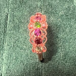 Elegant Multi-Color Tourmaline Gemstone rose gold s925 Ring size9
